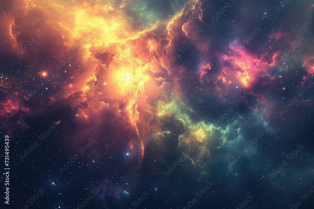 Poster this photo showcases a vivid and dazzling space filled with an abundance of stars, creating a breath