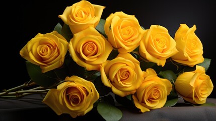A bouquet of yellow roses. A luxurious gift for Valentine's Day and women's Day.