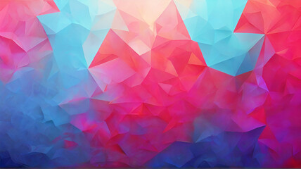 Fototapeta premium Polygonal blue light and red gradient background abstract triangles.