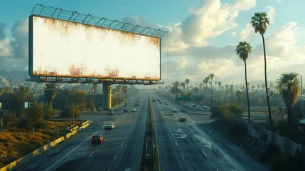 Photo sur Plexiglas Tower Bridge  Blank billboard towering above a busy highway intersection.