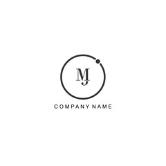Initial MJ letter management label trendy elegant monogram company