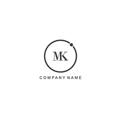 Initial MK letter management label trendy elegant monogram company