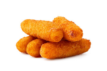 Fried cheese sticks isolated on white background