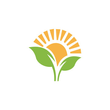 Logos of green Tree leaf ecology stock image