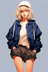 young girl anime style character, Manga Anime girl Cartoon,girl anime female manga cartoon,generative ai