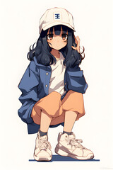 young girl anime style character, Manga Anime girl Cartoon,girl anime female manga cartoon,generative ai