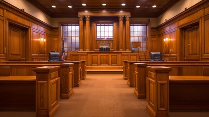 Empty courtroom or courtroom - obrazy, fototapety, plakaty
