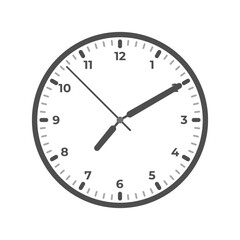 Modern illustration of round clock in minimalist style. Simple illustration of wall clock with numbers.
