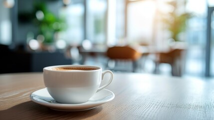 Background from cups of coffee on table in the blur office in the background