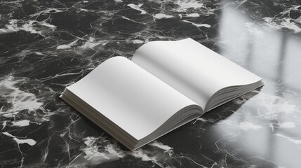 Blank notebook opened to a fresh page on a marble desk.