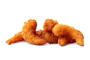 Shrimps in breadcrumbs isolated on white background