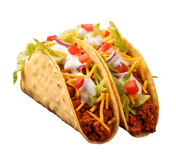 Mexican food tacos isolated on transparent background
