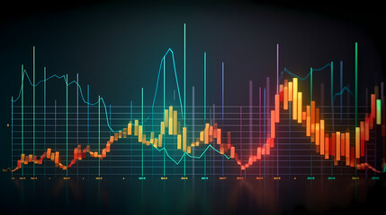 Stock market chart line concept, business chart on stock market background