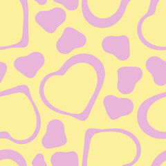 Hand Drawn Seamless Patterns with Hearts in Doodle Style.