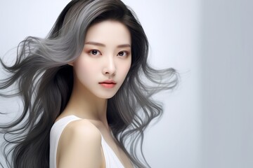 Fototapeta premium Adorable young girl clad in snug vest undergarments, showcasing her style against a pristine white background. Generative AI.