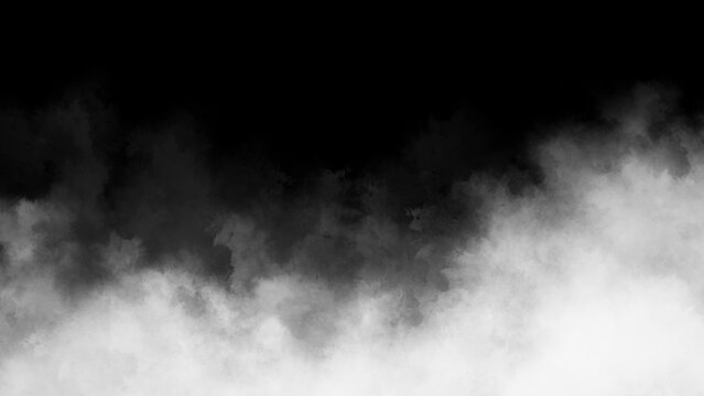 White Fog or Smoke Effect Overlay Black Isolated Background.
