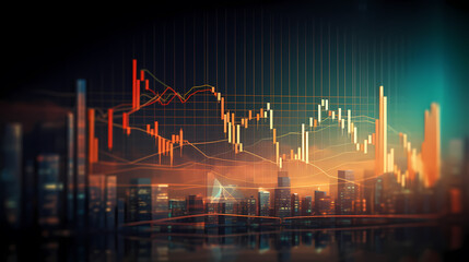 Stock market chart line concept, business chart on stock market background