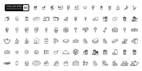 food and drink icons collection, vector icon templates editable and resizable.