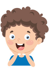 little boy joyfully surprised vector illustration