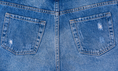 Jeans textile pocket close up. Detail of jeans pants.	 - 731505499