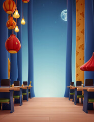 table and chairs in a restaurant