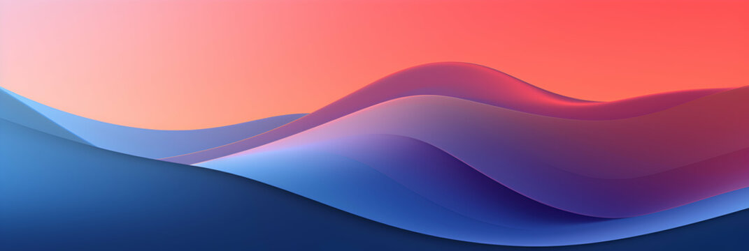 Panoramic web header with blue and pink gradient wave, textured backdrop