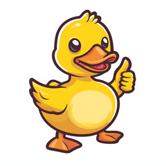 アヒルがthumbs up, いいねと親指を立ててgoodポーズしているイラスト