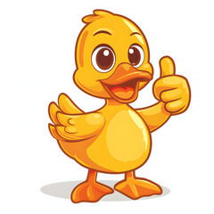 アヒルがthumbs up, いいねと親指を立ててgoodポーズしているイラスト