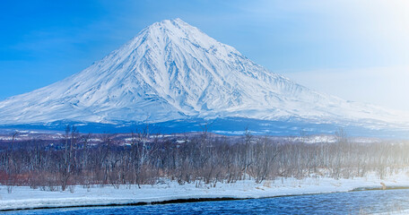 Koryaksky volcano on the Kamchatka Peninsula in the winter
