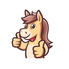 馬がthumbs up, いいねと親指を立ててgoodポーズしているイラスト