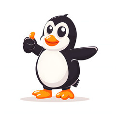 ペンギンがthumbs up, いいねと親指を立ててgoodポーズしているイラスト