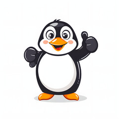 ペンギンがthumbs up, いいねと親指を立ててgoodポーズしているイラスト