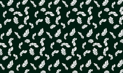 Seamless pattern with feathers on a green background. Vector illustration