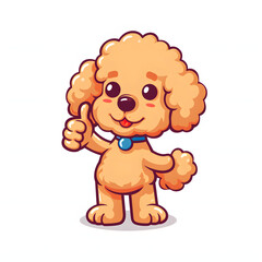 犬のトイプードルがthumbs up, いいねと親指を立ててgoodポーズしているイラスト