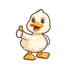 アヒルがthumbs up, いいねと親指を立ててgoodポーズしているイラスト