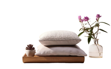 Square meditation cushion on white background