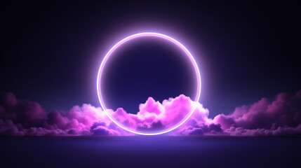3D Cloudscape Illuminated by Neon Circles