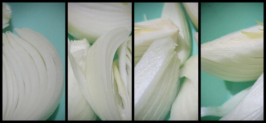 pictures of onions in quartered lens