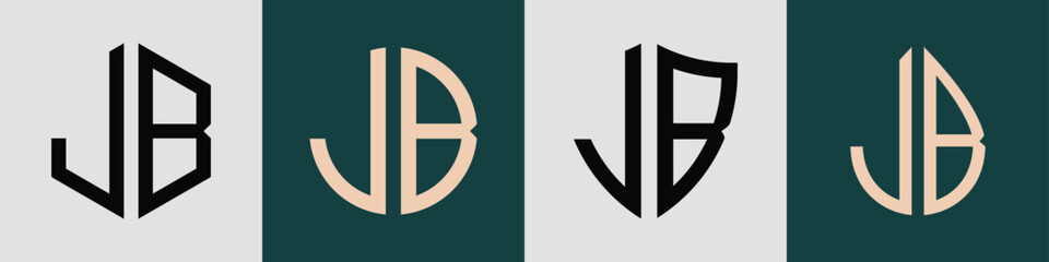 Creative simple Initial Letters JB Logo Designs Bundle. © GFX Alpha