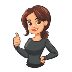 女性がthumbs up, いいねと親指を立ててgoodポーズしているイラスト