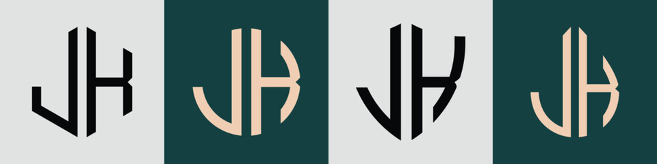 Creative simple Initial Letters JK Logo Designs Bundle.