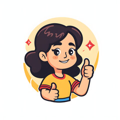 女性がthumbs up, いいねと親指を立ててgoodポーズしているイラスト