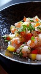 Ceviche. Mexican food. Food background . Vertical background 