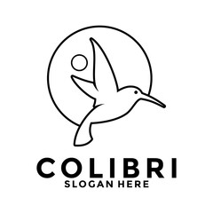 Bird Colibri Logo , humming bird vector logo Simple Line Vector Design Template