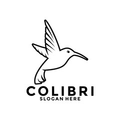 Bird Colibri Logo , humming bird vector logo Simple Line Vector Design Template