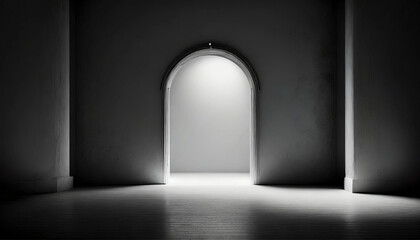 background, dark room, light falls from the arch