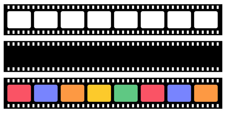 set of vector color film strip. 