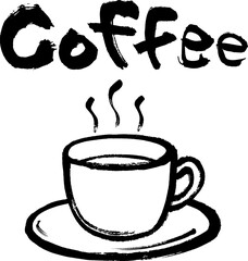 筆で手描きしたCoffeeの文字とイラスト