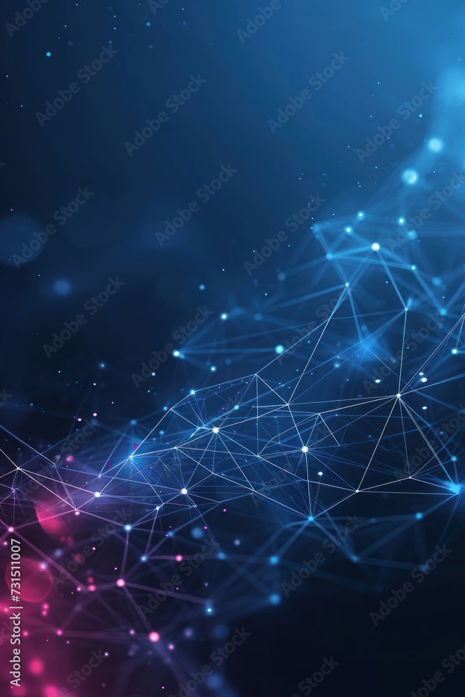 Poster abstract technology background with connecting dots and lines. big data visualization.