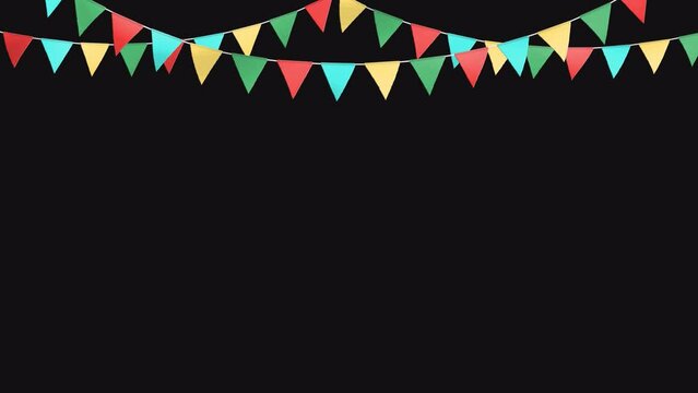 Colorful carnival 3 stripe party flags animation top decoration_looped with an alpha channel

